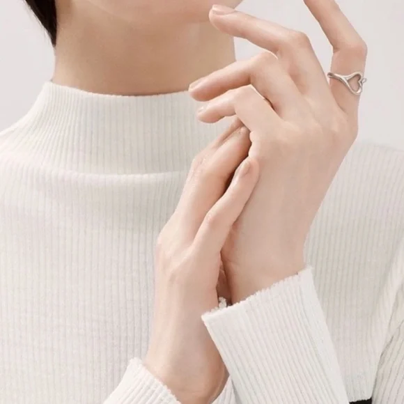 Tiffany & Co. Elsa Peretti Open Heart Ring Sterling Silver Sz. 6.5 W/ Pouch 🎁 - Picture 6 of 7